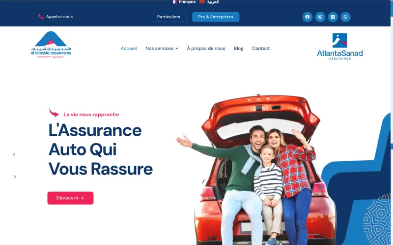 Page d’accueil de Al Atlassia Assurances